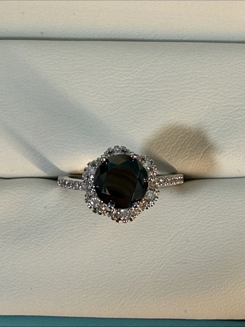 Halo Ring with Black Moissanite Center Stone